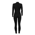 thumbnail image 5 of hirigin Women One Piece Bodycon Jumpsuit Solid Color Zipper Long Sleeve Pants Romper Clubwear Streetwear, 5 of 6