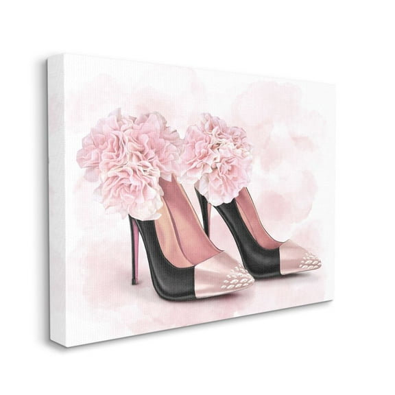 Stupell Industries Fashion Heels Pink Flower Glam Design Canvas Wall Art by Ziwei Li