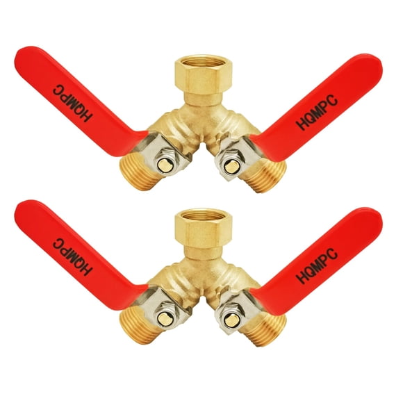 HQMPC Séparateur de Tuyau de Jardin en Y Séparateur de Tuyau en Laiton avec Manche Long en Acier Inoxydable Adaptateur de Tuyau de Jardin en Laiton 2 Voies 3/4 Pouces GHT Filetage 2 Pcs