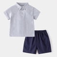 thumbnail image 2 of HCNTES Toddler Baby Boy Outfit Sets Kid Summer Clothes Short Sleeve T-shirt Elastic Waist Shorts 2 Piece Short Set Summer Pjs For 2t 3t 4t 5t 6t 7t 8t Children(G-Grey,12-18 Months), 2 of 5