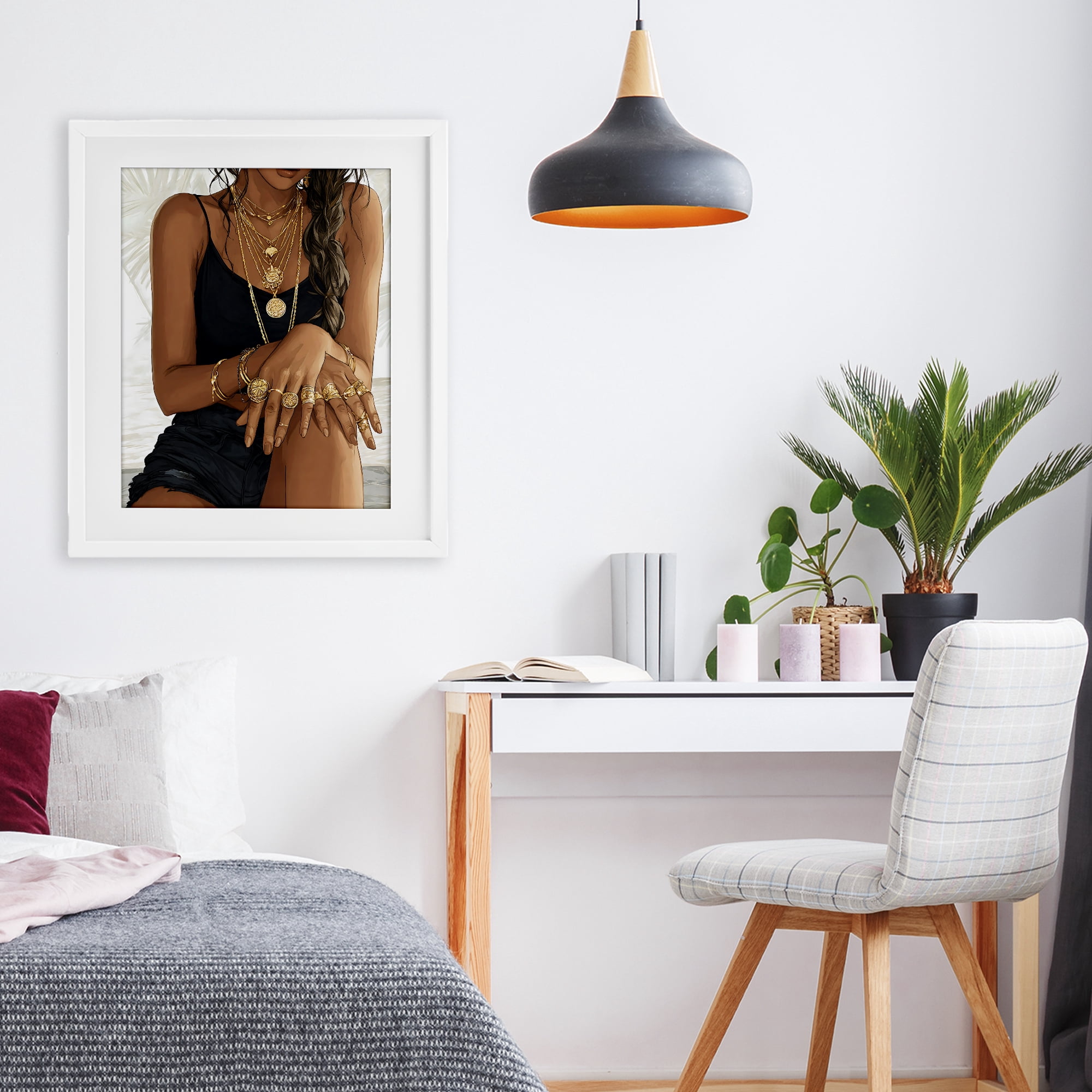 Stupell Industries All The Bling Adornments White Framed Print Under Glass, design by Franklyn Gregory