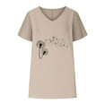 thumbnail image 4 of Going Out Tops for Women Viikei Womens tops V Neck T Shirt,Women V-neck Print T-Shirts Fashion Comfortable Female Blouses Khaki S, 4 of 4