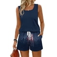 thumbnail image 2 of Iaqnaocc 2 Piece Sets for Women 250 Anniversary Usa Flag Flag American Flag Stars Square Neck Sleeveless Womens Tops and Shorts Summer Outfits Beach Outfits for Women Royal Blue S, 2 of 6