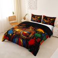 thumbnail image 3 of Castle Fairy Artistic Lantern African Queen Duvet Cover King,Splatter Geometric Pattern King Bedding,Black Orange Blue,Grey Reversible,1 Duvet Cover and 2 Pillowcases, 3 of 6