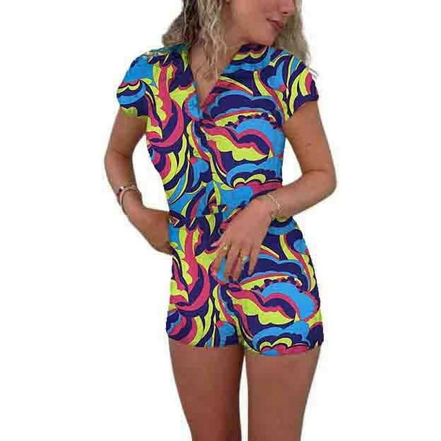 Combinaison Courte Y2k pour Femmes, Boutonnée, Moulante, une Pièce, Pyjama