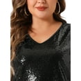thumbnail image 5 of DARING DIVA Women's Plus Sleeveless Sparkle Sequin V Neck Tank Top 4X Black, 5 of 6