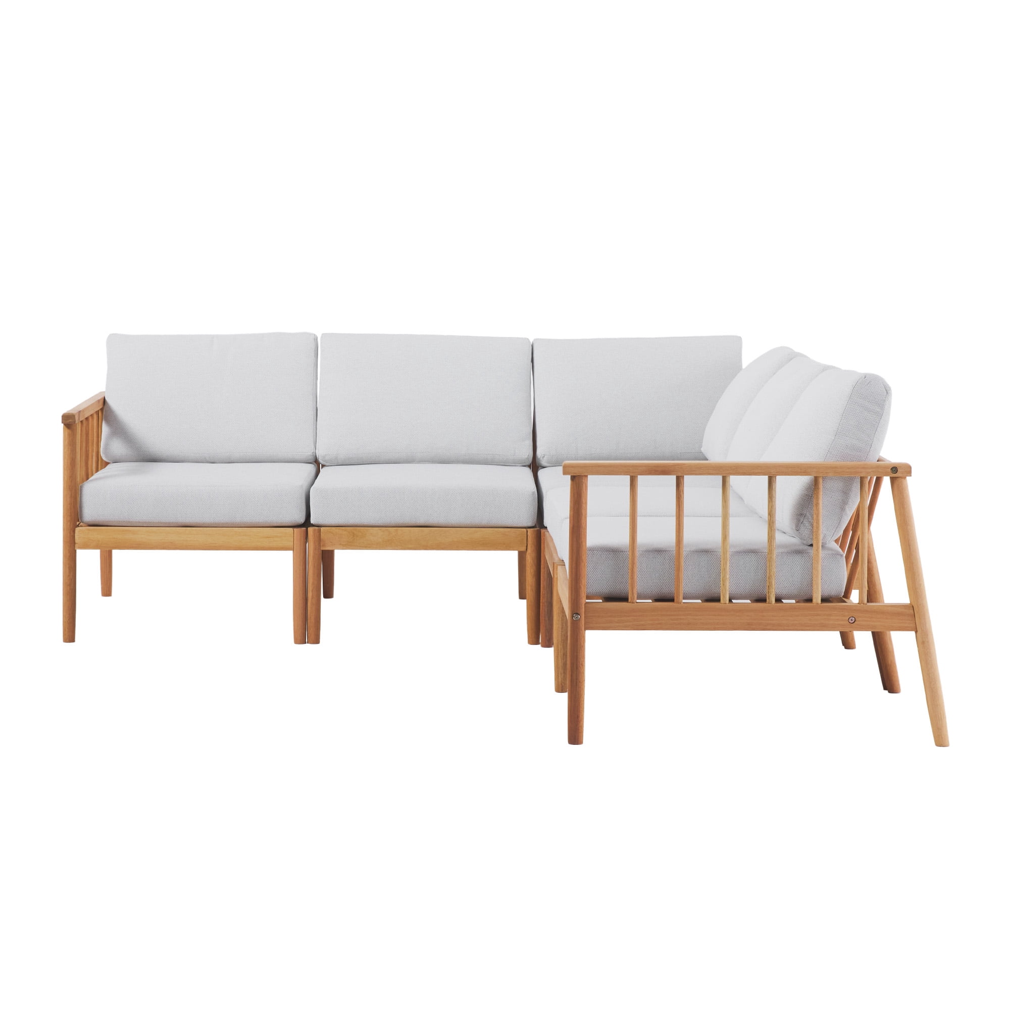 Walker Edison Modern 5-Piece Outdoor Modular Sectional Set, Natural