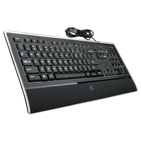 Logitech - K740 Full-size Wired Scissor Illuminated Keyboard - Black