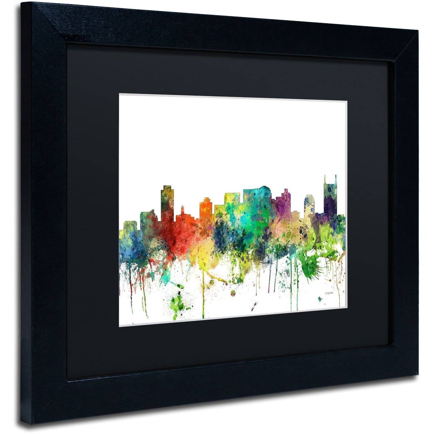 Trademark Fine Art "Nashville Tennessee Skyline SP" Canvas Art by Marlene Watson, Black Matte, Black Frame