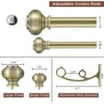 thumbnail image 2 of Double Curtain Rods for Window 48-84", Antique Bronze Decorative Double Drapery Rod with Urn Finials, 1-Inch Front and 5/8 Inch Back Double Window Rods, Adjustable Double Rod Curtain Dual Rods, 2 of 7