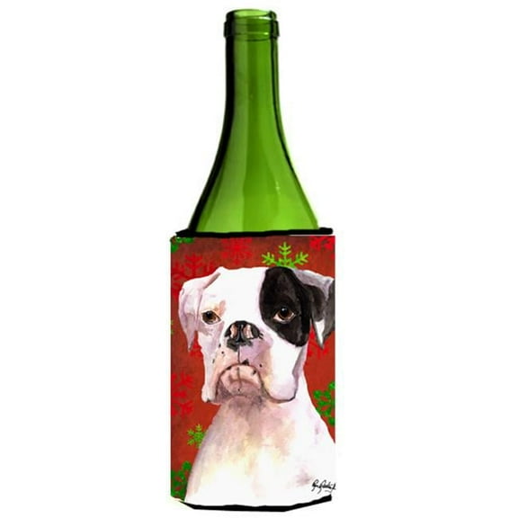 Cooper Red Snowflakes Boxer Wine bottle sleeve Hugger 24 oz.