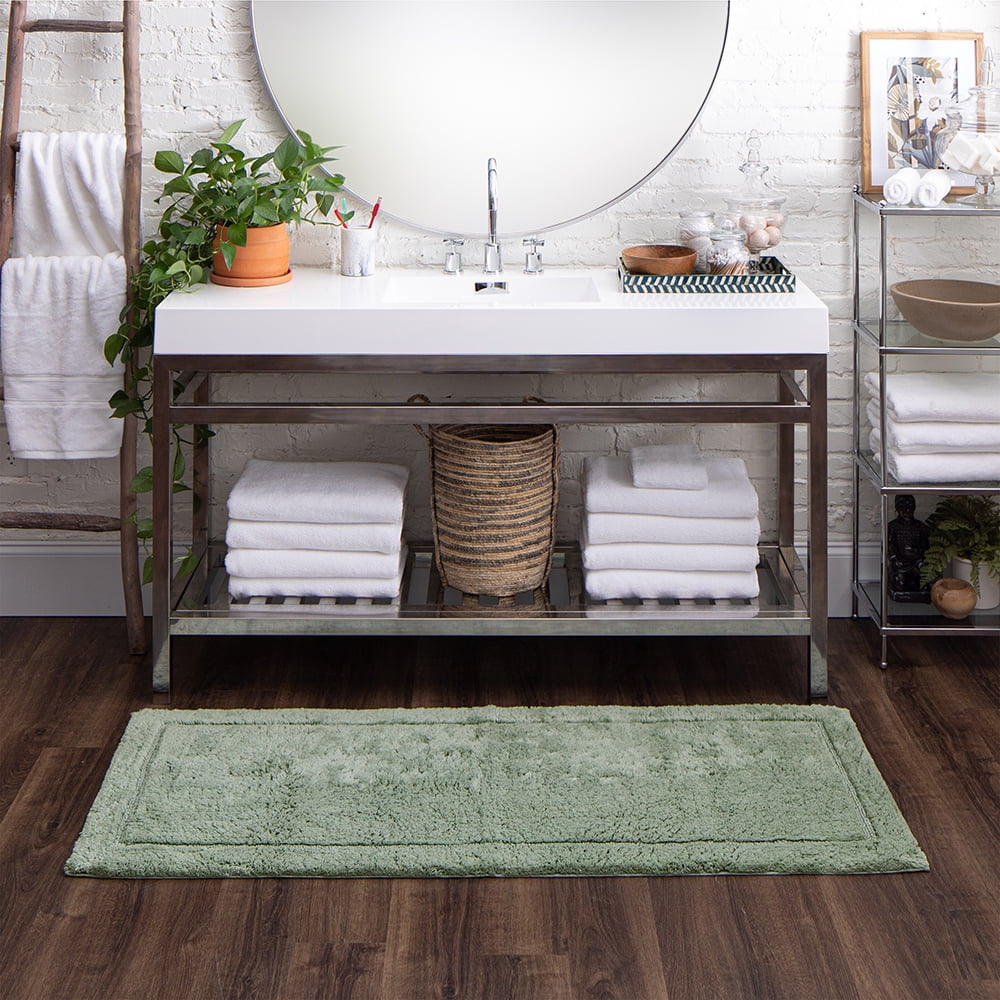 Mohawk Home Regency Plush Stain/Fade Resistant Non-Slip Machine Washable Bath Mat, Seaglass, 2' x 5'