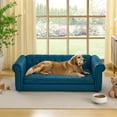 thumbnail image 2 of E-Western Elegant Oversized Dog Bed & Sofa - Durable Elevated Linen Fabric Pet Couch for Big Dogs, Modern & Comfortable, Blue - 55" x 26.5" x 17.5", 2 of 9