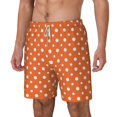thumbnail image 2 of Uemuo Orange And White Polka Dot Pattern Mens Swim Trunks Quick Dry Board Shorts with Mesh Lining, Stretch Beach Shorts Quick Dry No-Chafing Board Shorts-Small, 2 of 9