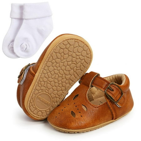 

Promotion!Baby Girls PU Leather Shoes + Socks 0-18M Infant Girl Hollow Out First Walker Newborn Non Slip Soft Sole Birthday Shoes