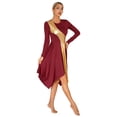 thumbnail image 3 of YEAHDOR Womens Metallic Praise Dance Dress Color Contrast Long Sleeve Celebration of Spirit Liturgical Dancewear Burgundy XL, 3 of 7