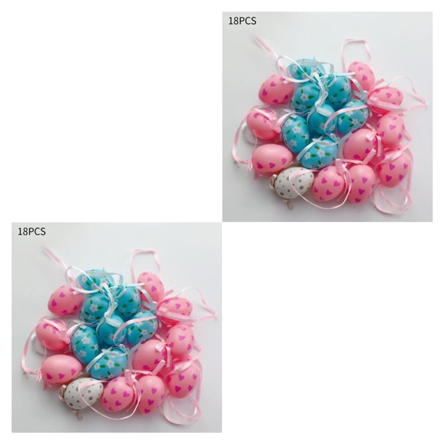 Wosthever 18 Uds. De huevos de Pascua, cáscara de huevo falsa de plástico, simulación decorativa, adorno colgante, accesorio de fiesta de juguete, bolsa No.03 2piezas Wosthever CBP045826