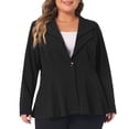 thumbnail image 2 of Blazers de talgrande pamujer, trabajo de oficina, doble solapa, botón, peplum, chaquetas Negro XL, 2 of 5