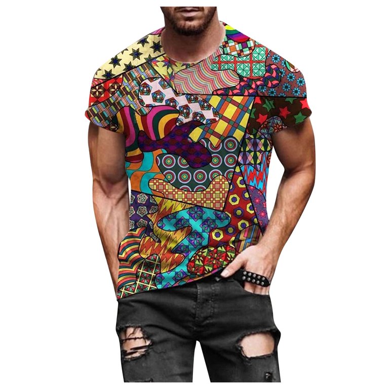 VSSSJ Men Summer Tshirts Slim Fit Casual Round Neck Short Sleeve 3D Print  Pullover Shirt Comfortable Quick Dry Lightweight Lounging Blouse Top