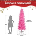 thumbnail image 2 of SLSRFD Pink Artificial Pencil Christmas Tree 5.5ft Unlit Slim Skinny Xmas Tree with Metal Stand Base and Hinged PVC Branch Tips for Home Office Indoor Outdoor Decoration Holiday Party Decor, 2 of 10