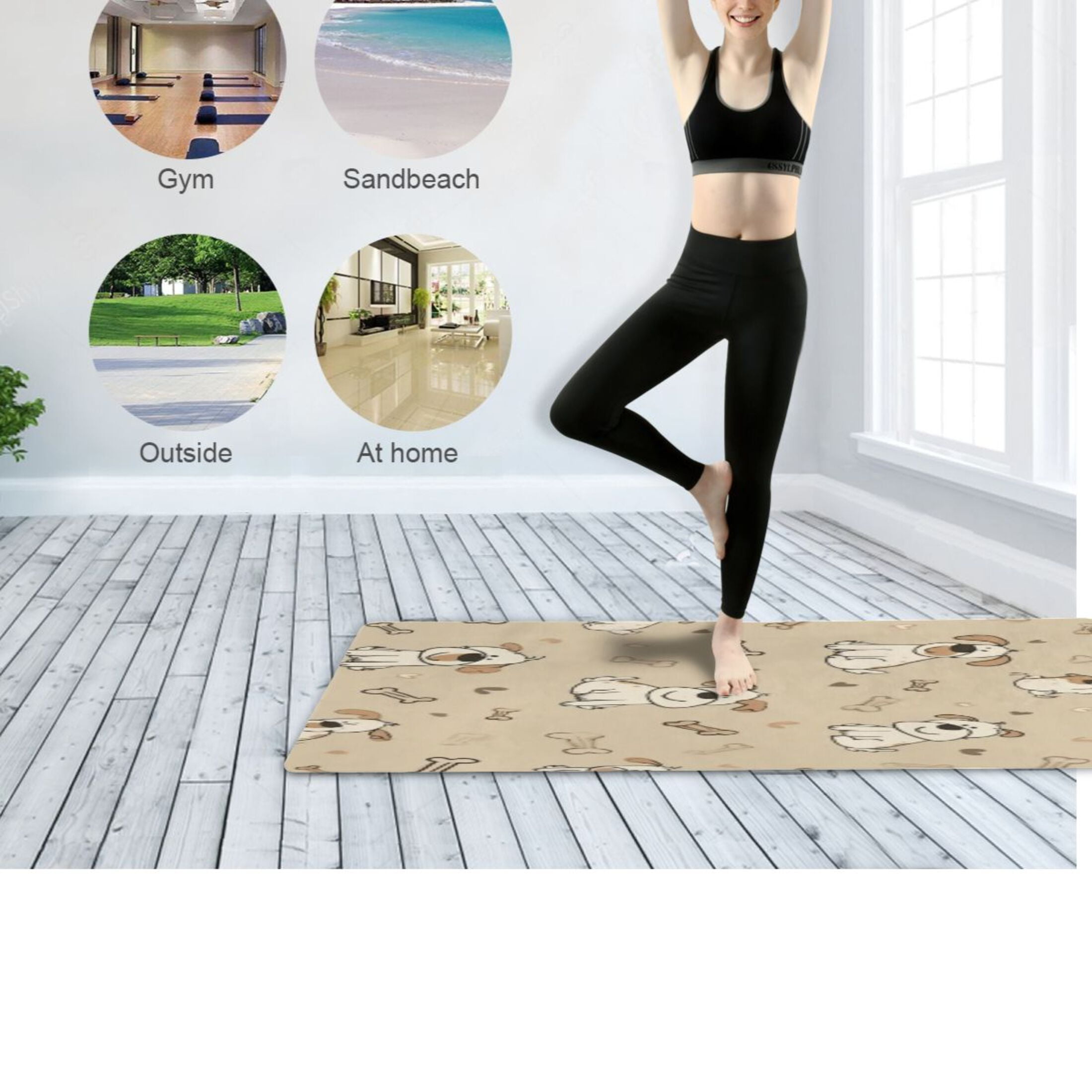 BZSMCE Yoga Mat Women Fitness Mat Light Bulldog-bone Pattern