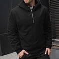 thumbnail image 3 of ZCFZJW Mens Casual Cotton Hoodies Lightweight Fall Winter Quarter Zip Long Sleeve Hooded Pullover Sweatshirts with Multi-Pockets Black S, 3 of 10