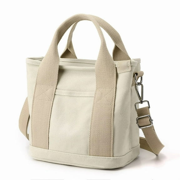 JUYGO Canvas Small Tote Bag Women Casual Shoulder Bag Handbag with Detachable Shoulder Strap for Shopping Work School Travel