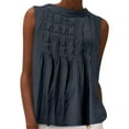 thumbnail image 2 of Wiyuqeen Women's Sleeveless Linne Shirts High Neck Pleated Tank Tops Basic Solid Color Casual Tanks Loose Fit Tees Summer Tank Shirts, 2 of 6