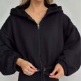 thumbnail image 6 of MSJUHEG Hoodies for Women Oversized Hoodie Light Hoodies Oversized Sweatshirt Sweatershirt Coat Cropped Sweatshirt Plain Hoodies Winter Clothing for Women Black L, 6 of 6