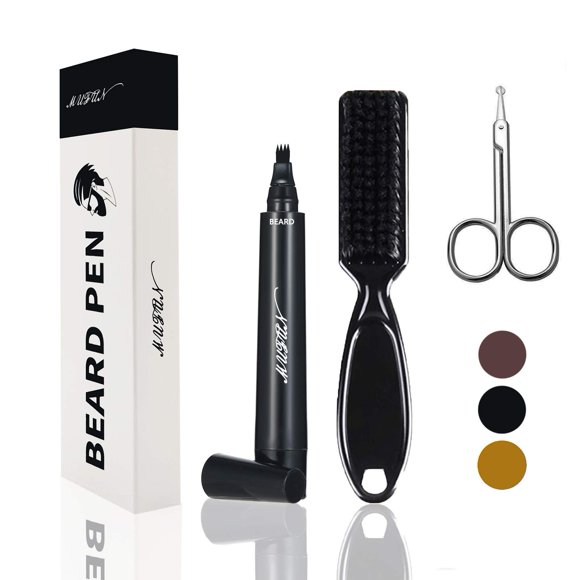Relleno de lápiz para barba para hombres, resistente al sudor, resistente al agua, de larga duración y acabado natural, lápiz de barbero que mejora la forma de reparación del bigote del vello facial (