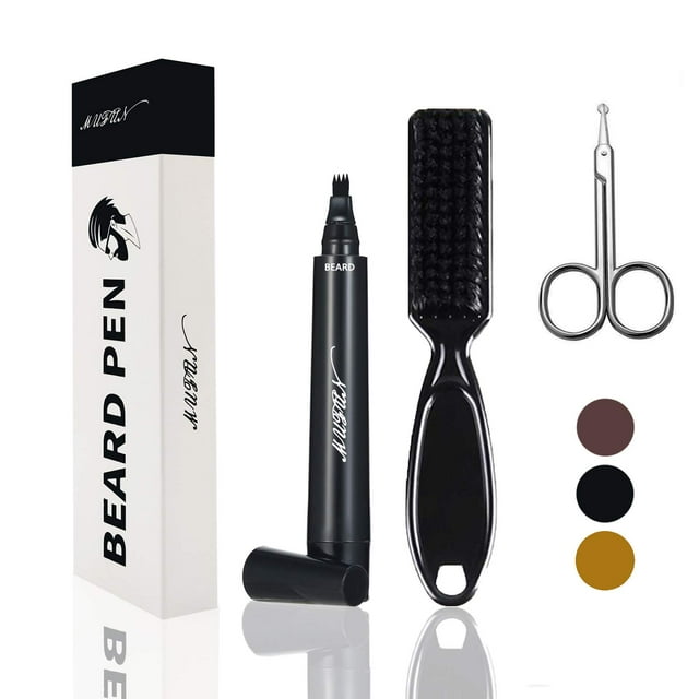 Relleno de lápiz para barba para hombres, resistente al sudor, resistente al agua, de larga duración y acabado natural, lápiz de barbero que mejora la forma de reparación del bigote del vello facial (