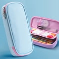 thumbnail image 2 of Clearance! Large Pencil Pouch with Dividers - Solid Color Cloth Case for School, Durable Zipper Organizer for Pens and Pencils,Light Blue, 2 of 8