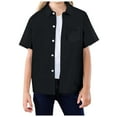 thumbnail image 2 of Gubotare Button Up Shirt Boys Boys' Short Sleeve Cotton Casual Shirt Size 11-12 (Black,11-12 Years), 2 of 4