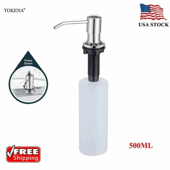 Soap Dispenser For Kitchen Sink Chrome Dispenser With Refillable 17Oz Bottle