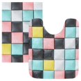 thumbnail image 7 of Yayeee Bath Rugs for Bathroom Floor Set of 2 Non Slip Fluffy Soft Absorbent Mat, Gray Checkered Pattern, 7 of 7