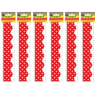 Teacher Created Resources Red Mini Polka Dots Border Trim, 35 Feet Per Pack, 6 Packs