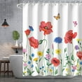 thumbnail image 3 of JOOCAR Floral Shower Curtains for Bathroom with 12 Hooks Washable Polyester Fabric 72"x72" inch, 3 of 7