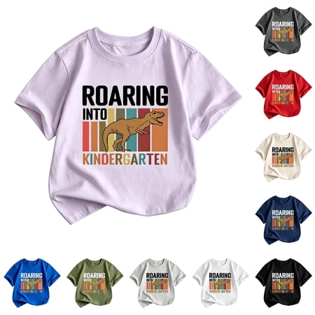 FYDUU Back To School T-Shirt for Boys Happy First Day Of School Shirt Leeter Graphic T Shirts Kids Crewneck Short Sleeve Summer Tops 10-11 Years