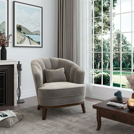 Ava Upholstered Barrel Accent Chair, Grey