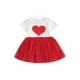 thumbnail image 1 of xiaxaixu Robe de Saint-Valentin pour Bébé Fille, Imprimé Cœur Rouge Manches Courtes Col Rond Robe Tutu, 1 of 9