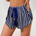 thumbnail image 2 of ClodeEU Women's Colorful Striped Knit Shorts,Beach Bikini Cover Up Short with Cutout and Tie Blue,Womens Plus S, 2 of 6