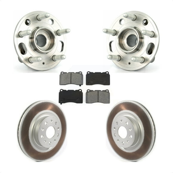 Transit Auto Front Hub Bearing Assembly Coated Disc Brake Rotors and Semi-Metallic Pads Kit for Car Cadillac CTS with 18" Factory Wheels KBB-114701