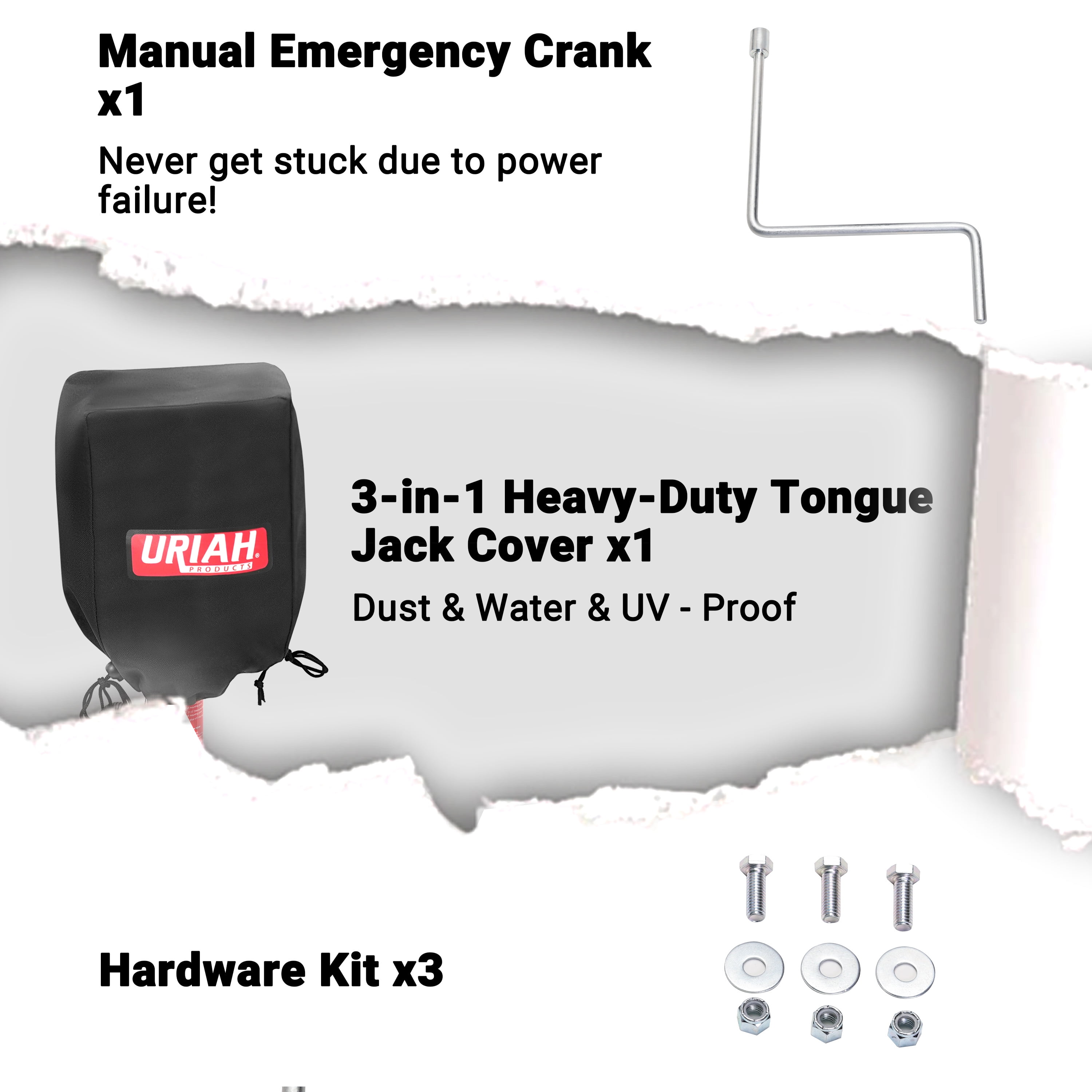 Uriah Products 12V Electric Trailer Jack, 5000 lbs Power Tongue Jack with 7-Way Plug for RV, Boat, and Utility Trailer