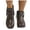 Brown, variant on Ankle Boots for Women Vintage Leather Booties Zip up Wedges Trendy Buckle Strap Pumps