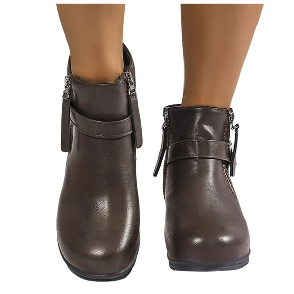 Bottes Chelsea à Talon Compensé pour Femmes Leozcaa, Plateforme Élastique, Semelle Crantée, Boucle, Étoile, à Enfiler, Bottillons à Talon Compensé