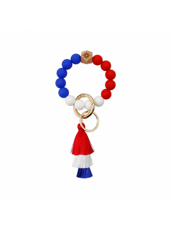 American Flag Silicone Beads For Keychain Making Red Silicone Beads Silicone Beads Blue And White Silicone Beads With Tassel Kits For Independence Day
