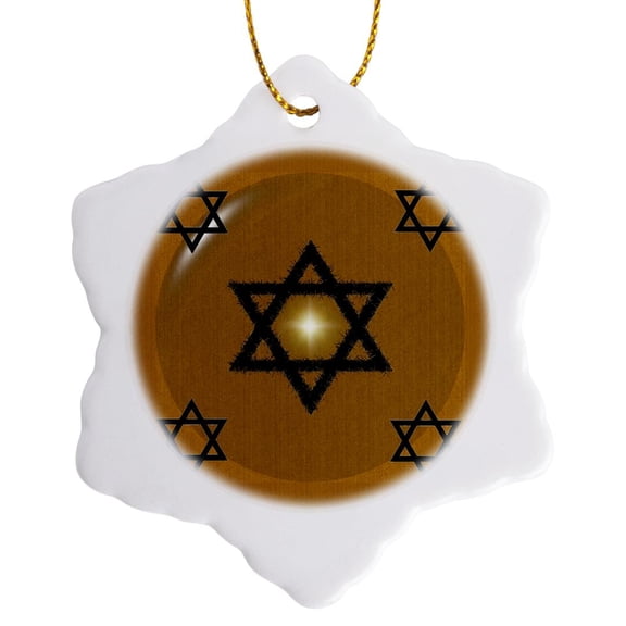3dRose, STAR OF DAVID - GOLD, 3 inch Snowflake Porcelain Ornament