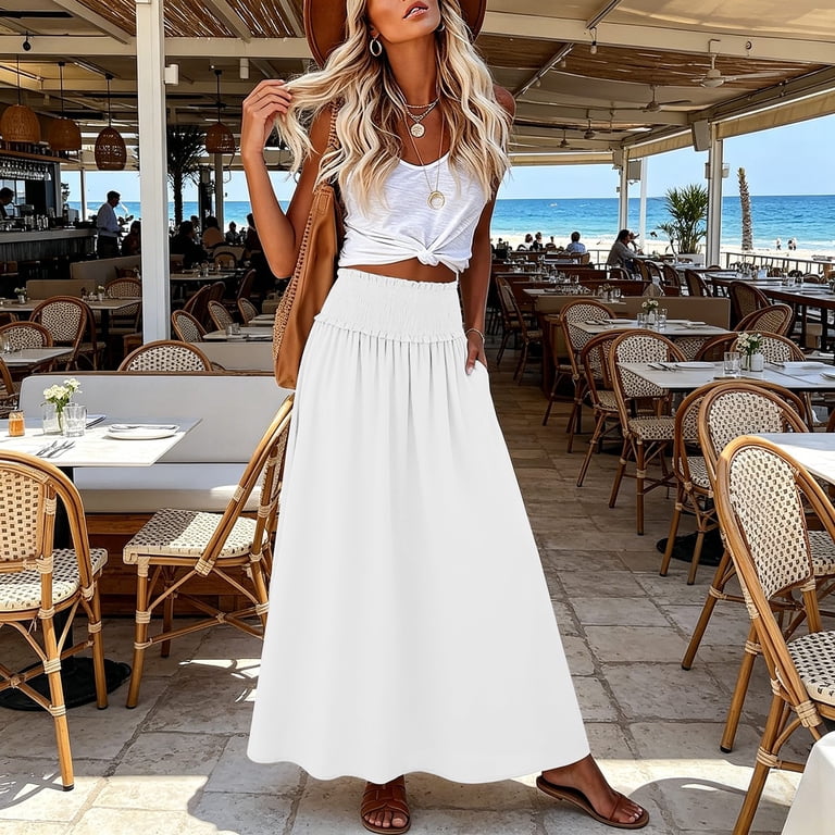 beach skirts dresses Wutalume Maxi for Women Flowy One Size fits XS cowl neckline A colourful prom this Hardware Style:Golden Champagne