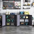 thumbnail image 3 of Metal Storage Cabinet with 2 Adjustable Shelves, Steel Counter Cabinet with Lockable Doors for Home Office Warehouse Garage (Black Grey, 36" H-Style 2), 3 of 6