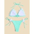 thumbnail image 2 of Conjunto de bikini triangular con apliques para mujer, conjunto de bikini halter sin varillas y tanga lateral Verde (Mint Green) G Verde (Mint Green) G Xishao ropa, 2 of 2